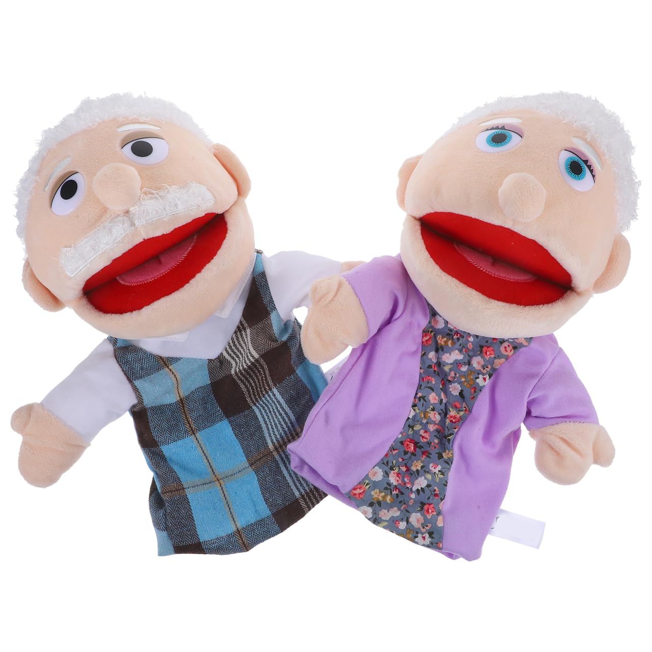 SAFIGLE 2Pcs Hand Puppet Toys: Plush Family Puppets for Kids Interactive Grandpa and Grandma for Storytelling and Educational Play