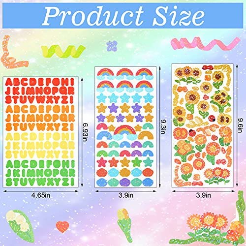 image for Outus 24 Sheet Number Letter Stickers Colorful Decorative Stickers Alp