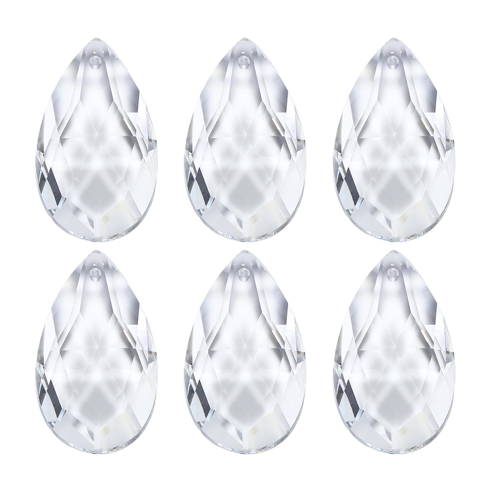 PATIKIL K9 Crystal Pendants Teardrop Beads, 6 Pack 38mm Chandelier Prisms Parts Hanging Beads DIY Lamp for Arts Crafts Decoration Clear