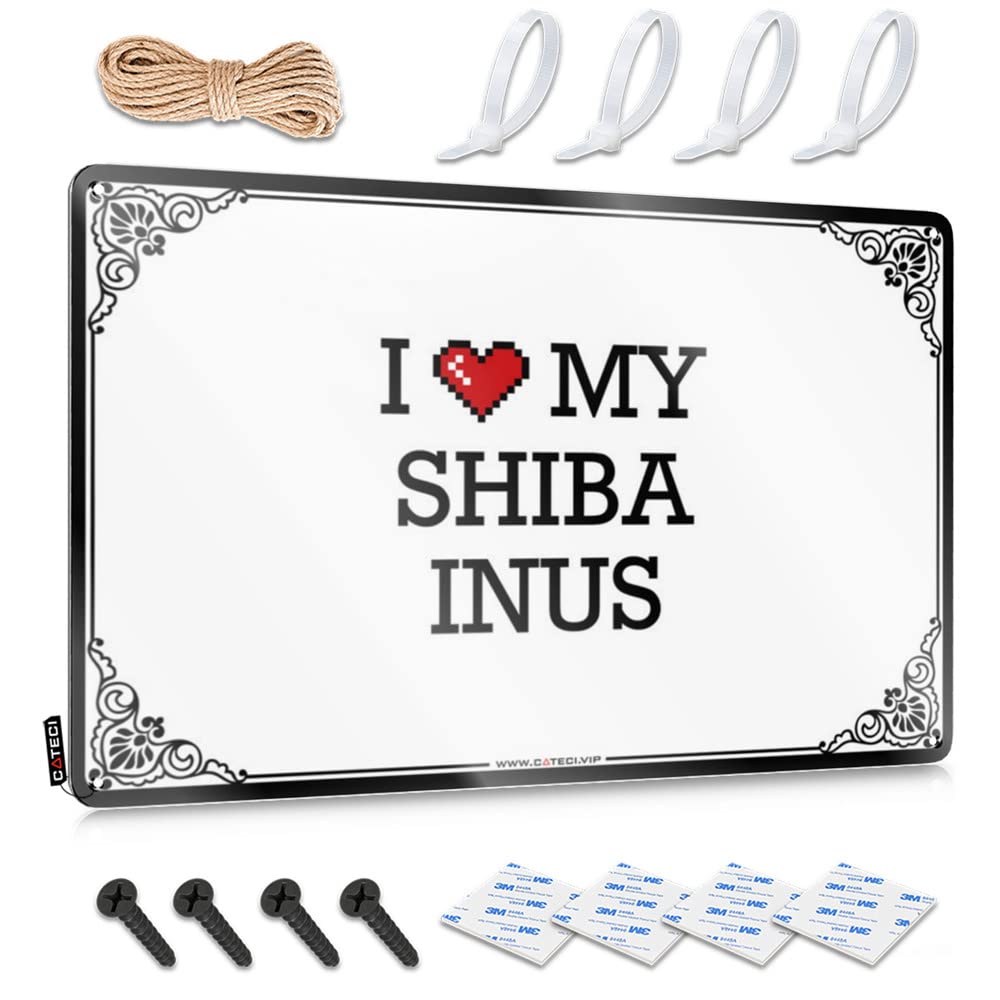 I Love My Shiba Inus Kitchen Decorations Office Hanging | Grunge Cool Wall Decor Accessories Vintage Metal Wall Decor(30X40CM)
