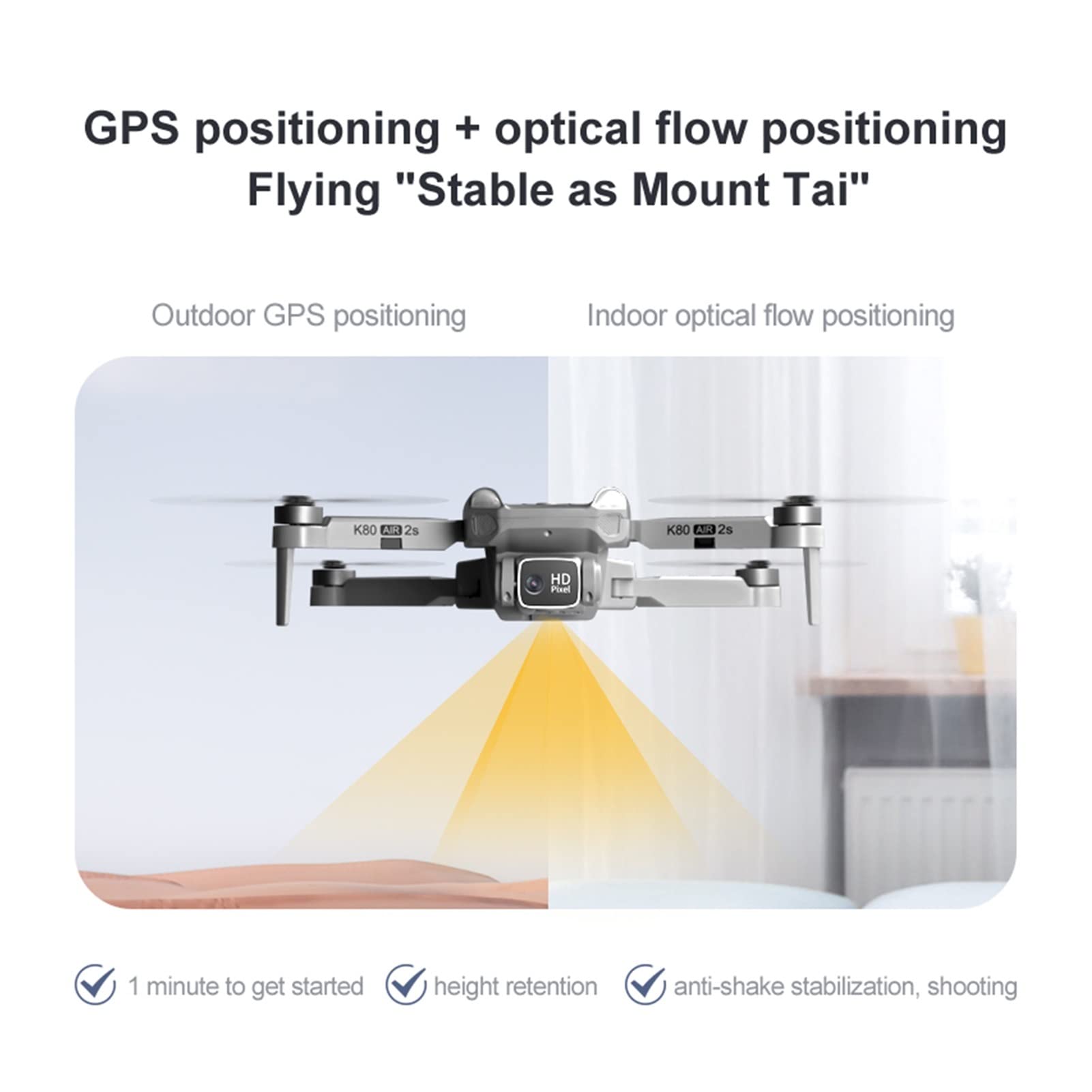 K80 Air 2s 4K Drone Profesjonalna kamera HD EIS Anti-shake 28 minut Bezszczotkowy silnik Składany quadkopter Prezenty Zabawki (Kolor: torba Air2s 4K EIS 1B)