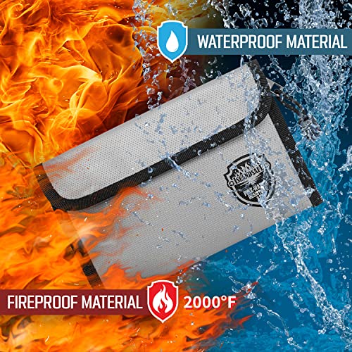 Islandsafe Fireproof Document Bag (5X8 Inch), 2Pack Waterproof Money Bag Pocket With Zipper Closure, Storage Pouch For Valuables, A4 A5 Document File, Cash, Credit Card, Passport (2Pack, Grey) #TOP1