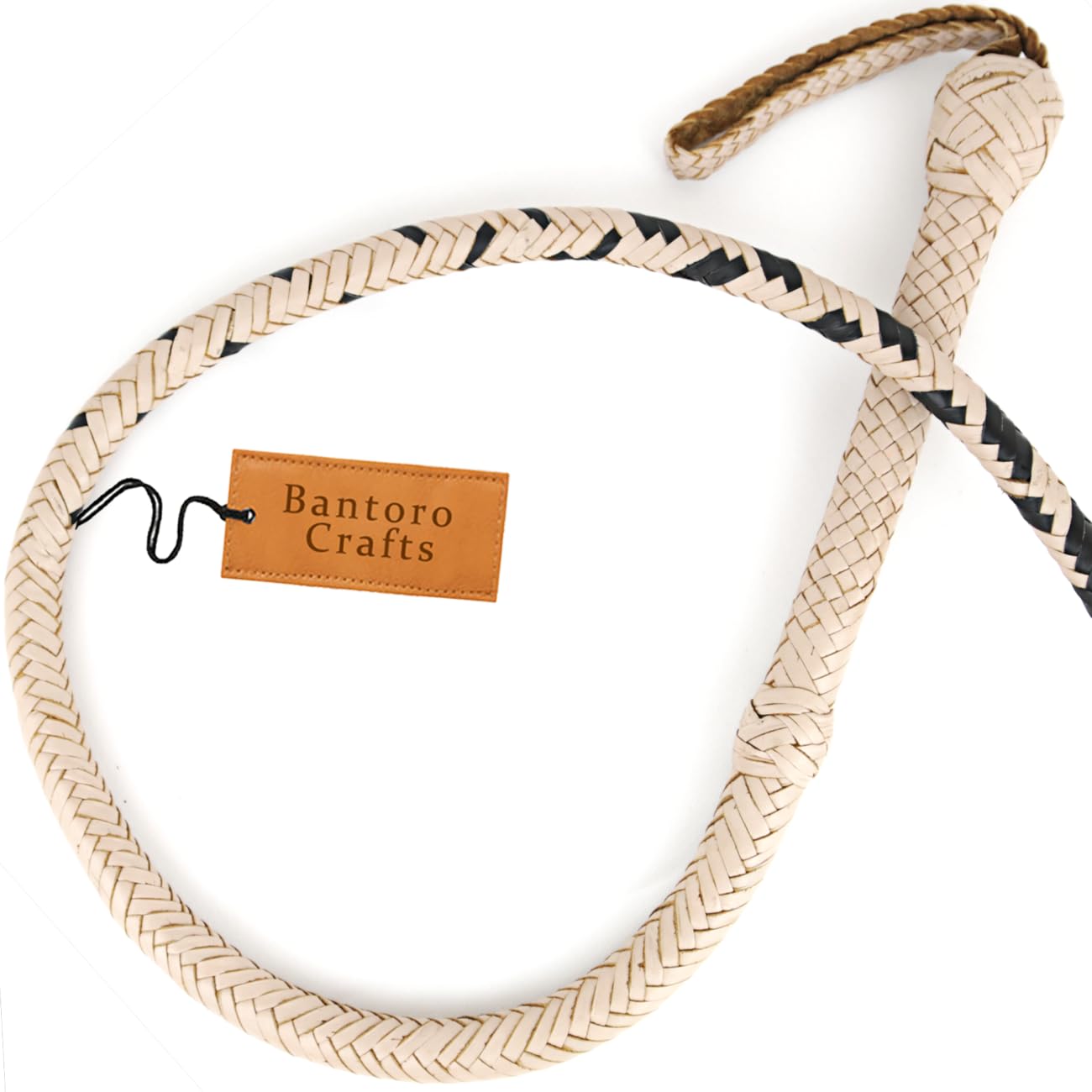 Crema e Nero Frusta in Pelle di Canguro Bullwhip16 Trecce Fili Pelle Intrecciata Frusta Che schiocca Forte Frusta di Cuoio per Gli Sport equestri Indiana Jones