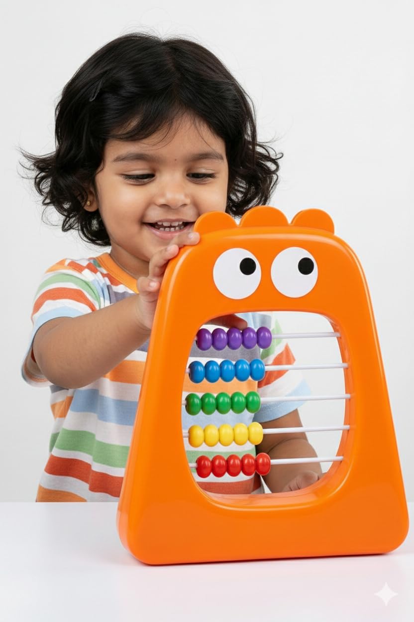 Samkins Monster Abacus Counting Toy for 2+ Year Old | Number & Colour Recognition | Early Math Learning | Fine Motor Skill Development | Montessori Educational Toy for Kids | Made in India