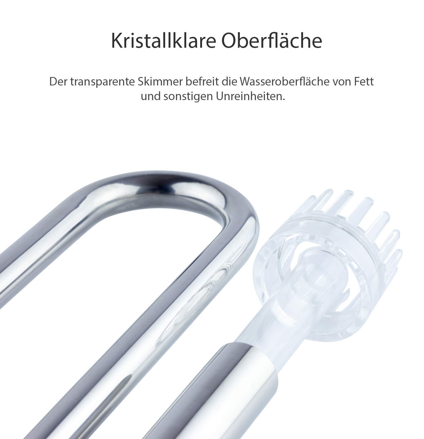 Q-Grow hochwertiger Aquarium Einlauf Auslauf 12/16 aus Edelstahl - mit Oberflächenskimmer