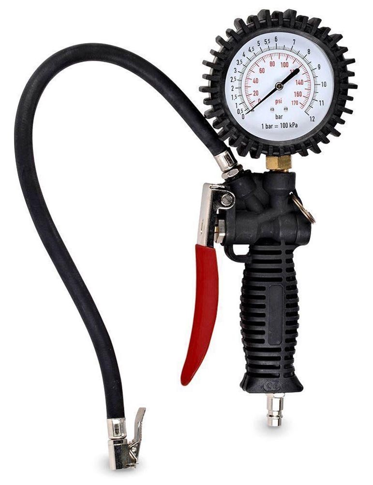 Pistola MANOMETRO per COMPRESSORE GONFIAGGIO GOMME Pneumatici Auto Professionale