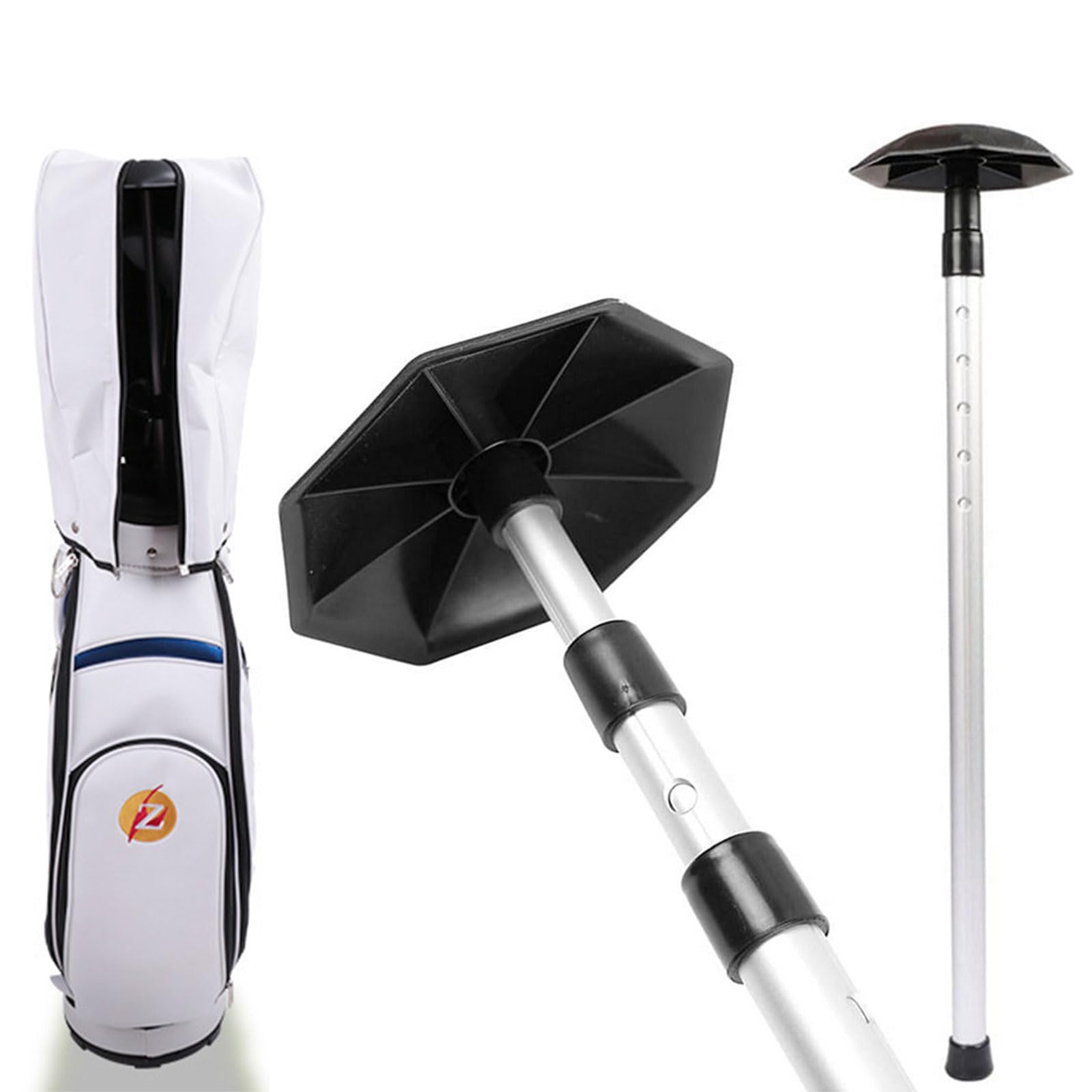 BDHI 1pc Golf Travel Bag Support Rod, Aluminum, Adjustable 4 Section Telescoping, Black
