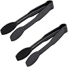 Flat Edge Utility Tongs 6 – High Heat Resistant, Straight Edge Black Serving Tongs, Durable Polycarbonate Food Tongs for Kitchen or Buffet [2PK]