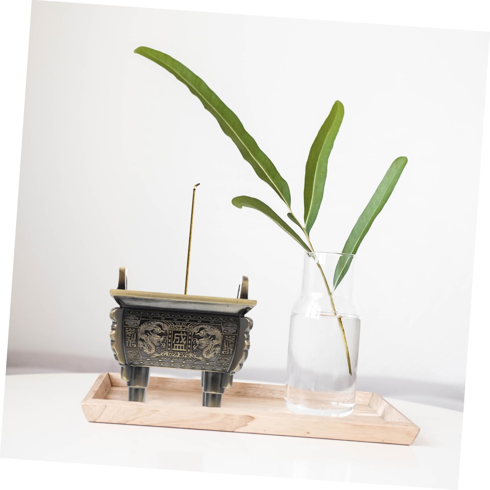 Cabilock Bruciatore per Incenso Quadrato in Lega di Zinco Oro Aspetto Retrò Elegante, Purifica L'aria per Decorazione Casa e Meditazione
