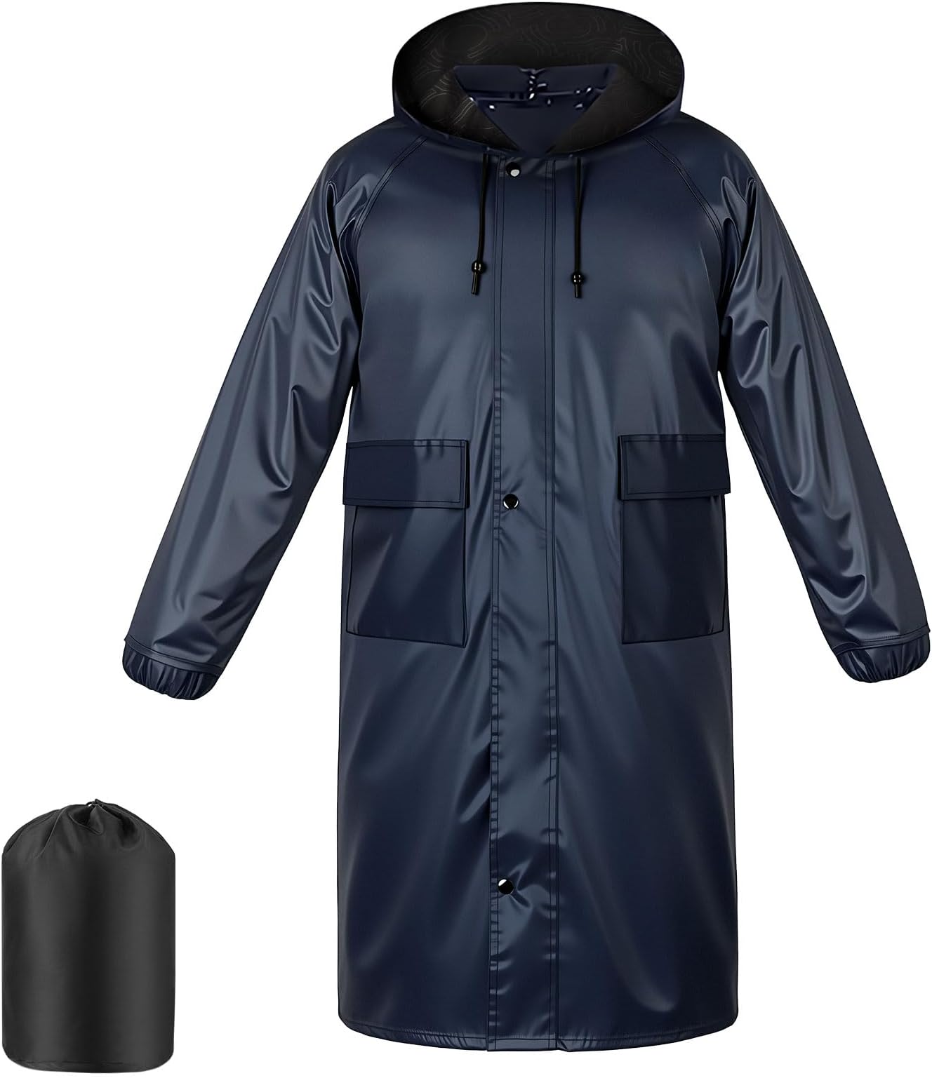 Mens Long Waterproof Raincoat Rain Jacket Portable Ponchos Long Raincoat Hooded Lightweight Rain Coats Reflective Unisex Rain Poncho Reusable Rainsuit Hooded for Climbing Cycling Farming Hiking