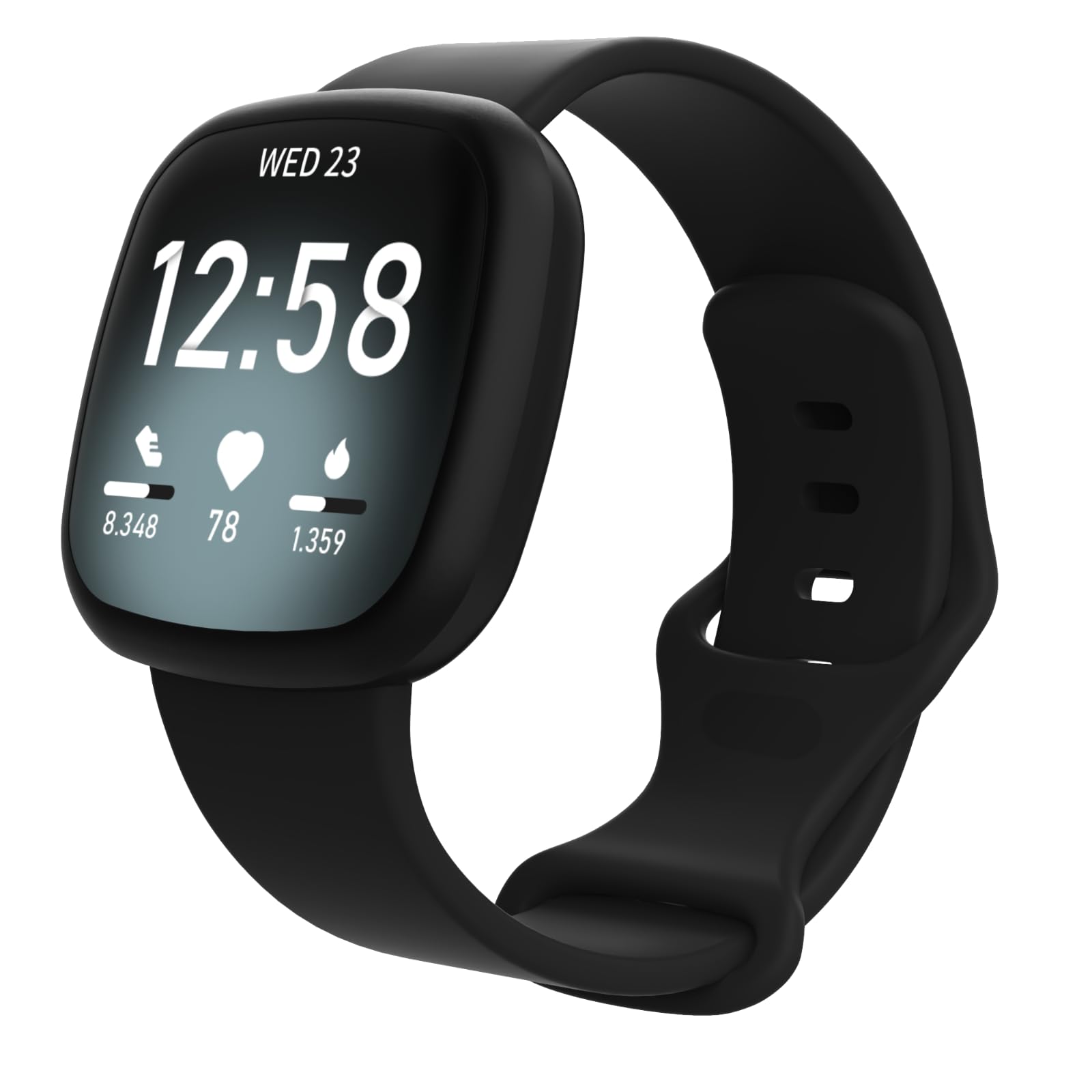 Compatible with Fitbit Sense/Sense 2/Versa 3/Versa 4 Bands Women Men,Soft Replacement Wristbands Sport Band Strap Accessories for Fitbit Versa 3/Versa 4/Sense/Sense2 Smart Watch (Black,-image-18