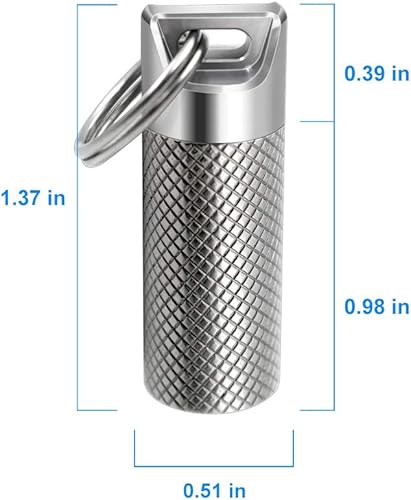 Miniatura 9 de Tisky Pastillero para llavero, contenedor de píldoras, portátil, de titanio, impermeable, mini pastillero para bolsa de viaje al aire libre o