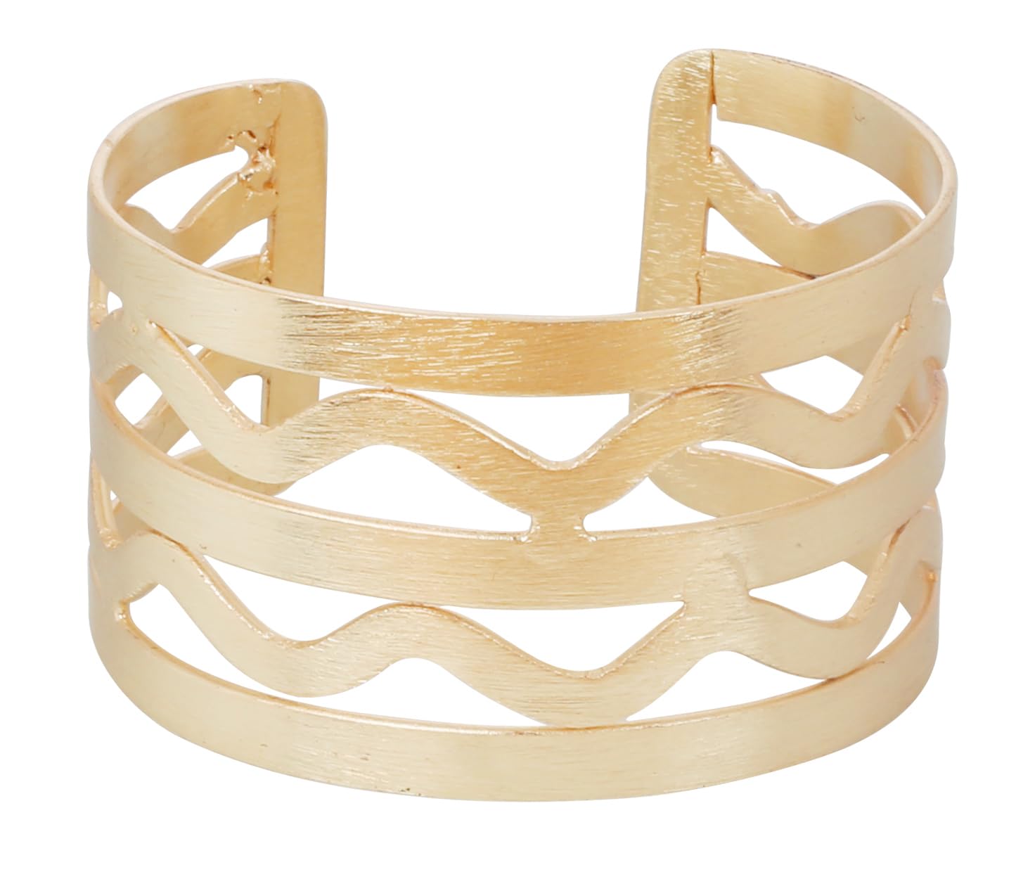 Touchstone Indian Bollywood Desire Brass Base Exotic Workmanship Free Size Cuff Bracelet in Antique Gold Or White Or Copper Tone for Women.