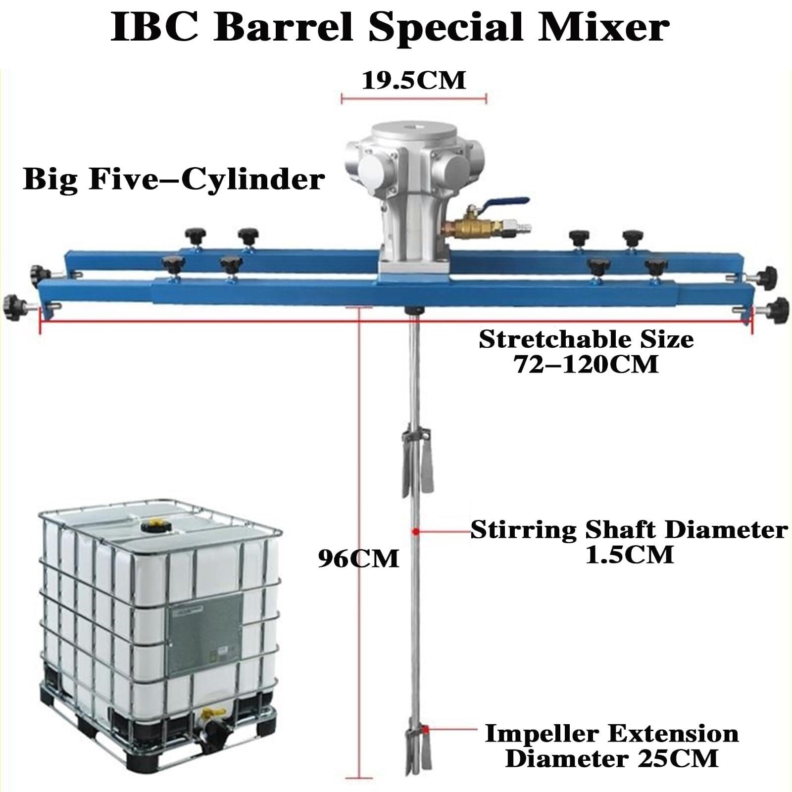 Mieszadła powietrza IBC, mieszadło do lakieru zbiornikowego 1 ton 1 HP, mieszadło pneumatyczne z uchwytem, składane śmigło, do mieszadła z rozpuszczalnikiem atramentowym