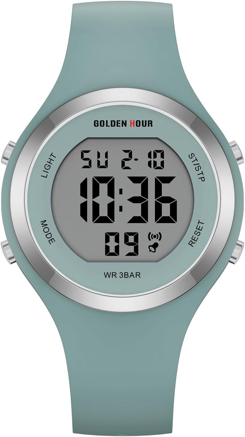GOLDEN HOUR Waterproof Sport Women's Digital Chronograph Silicone Strap Watch - Image 2
