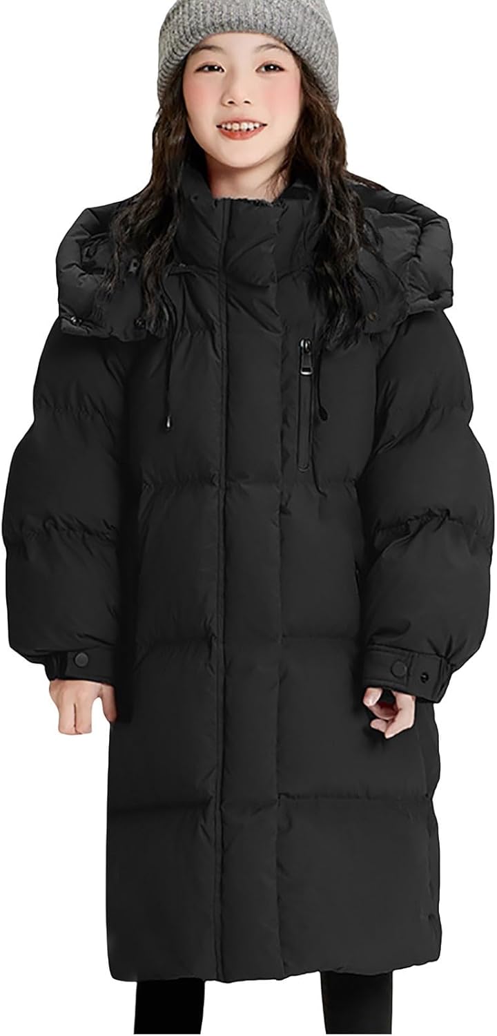 Girls Long Winter Coat Parka Waterproof Warm Puffer Jacket Lightweight Hooded Windproof Down Outerwear Snow Coats
