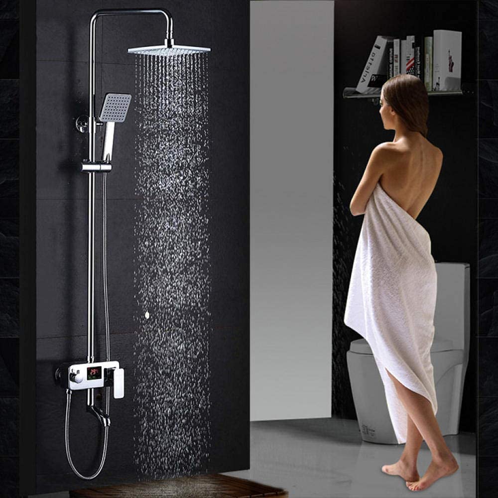 Mitigeur de douche à effet de pluie haut de gamme en laiton massif avec affichage digital