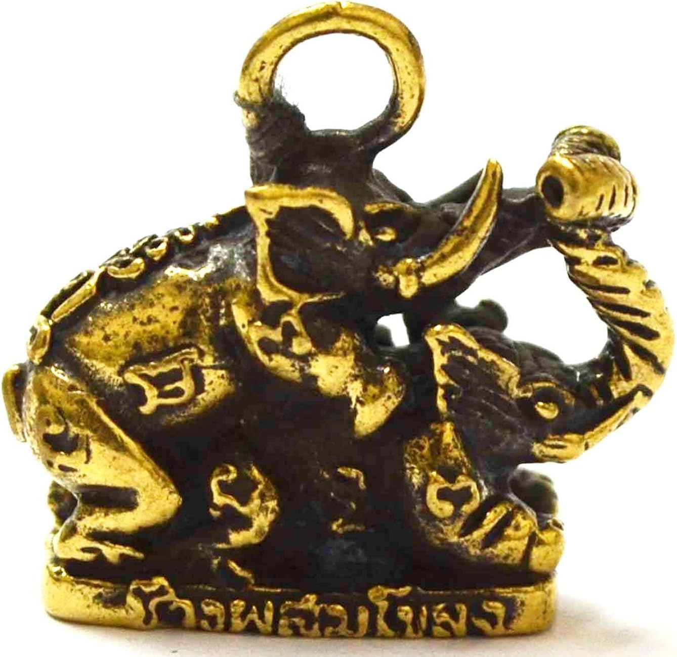 Joyería Colgantes Lucky In LoveElefante en el amor talismán Encanto tailandés Amuleto Estatua de latón