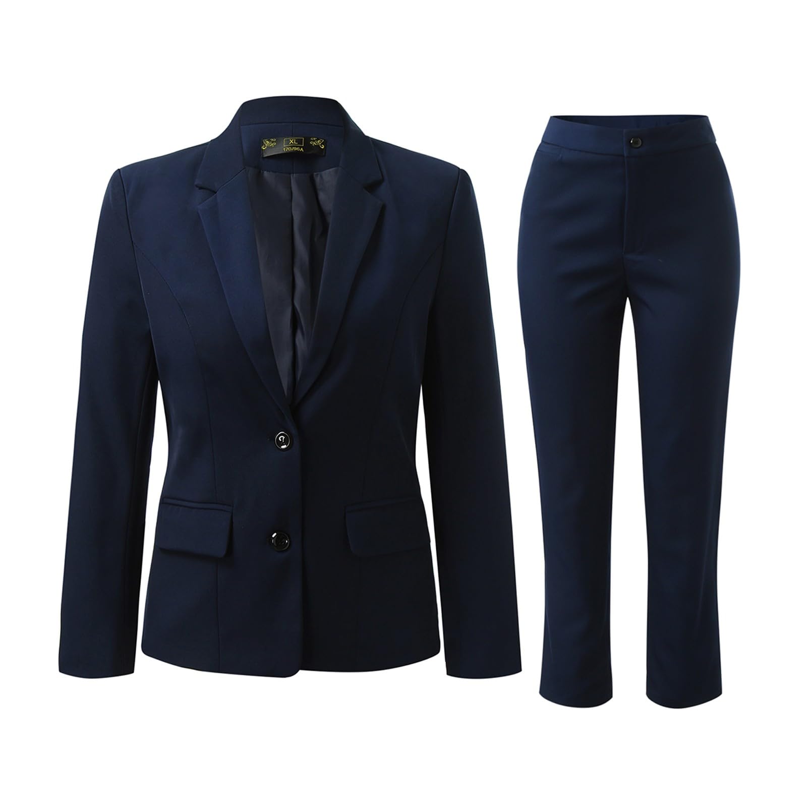 Sunnyuk Blazer Traje de Trabajo de Oficina con Dos Muesca Pantalones de Negocio Conjunto Botones para Ajuste Delgado de Ropa Casual Blazer para Solapa con