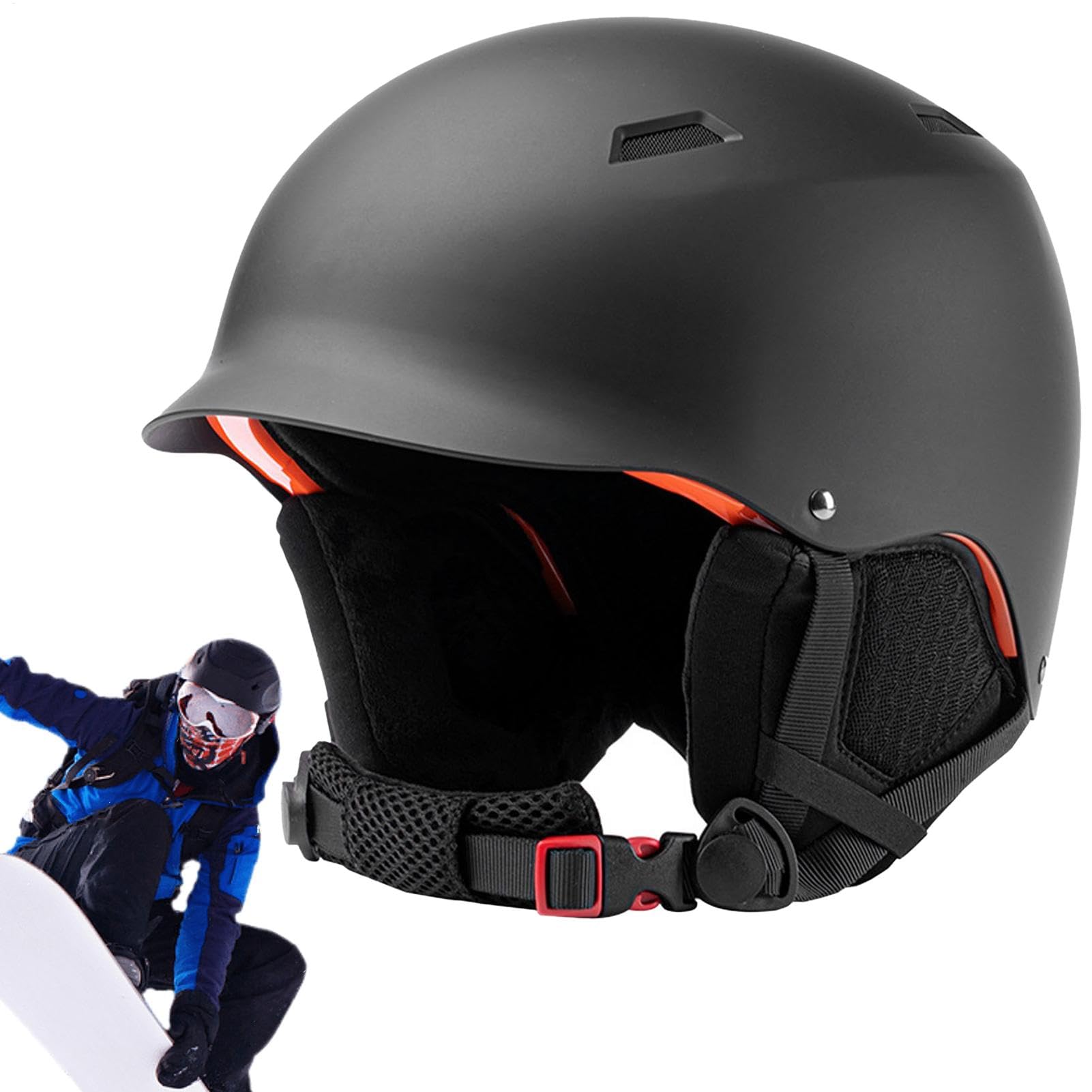 Casque Rigide de Snowboard, Chapeau de Snowboard avec Oreillettes Chapeau | Équipement de protection de tête de casque de patinage sur neige coupe-vent