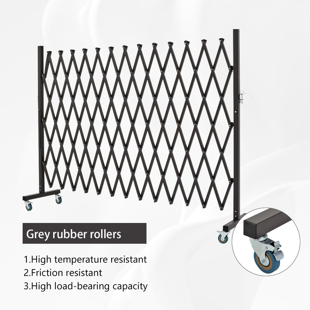 Produktbild von Erweiterbares Barricade Tor 11 Fuß – Metall Klappbarriere Mit 6 Bremsrollen, 270° Verstellbar – Für Baustellen, Events, Verkehrslenkung – Aus Hochfestem Stahl