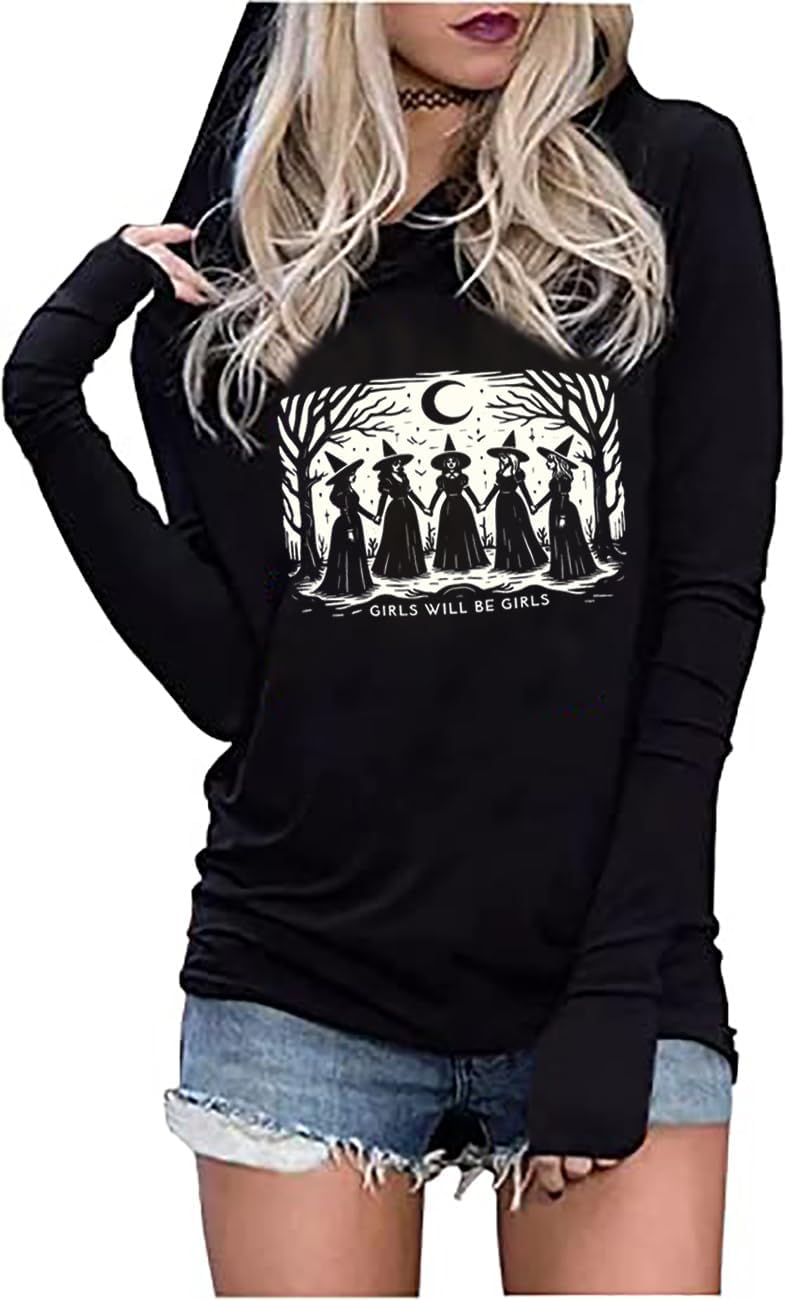 Sanderson Sisters Squad Hoodies Women Long Sleeve Halloween Pullover Tops Funny Hocus Pocus Hoodie Shirt image 2