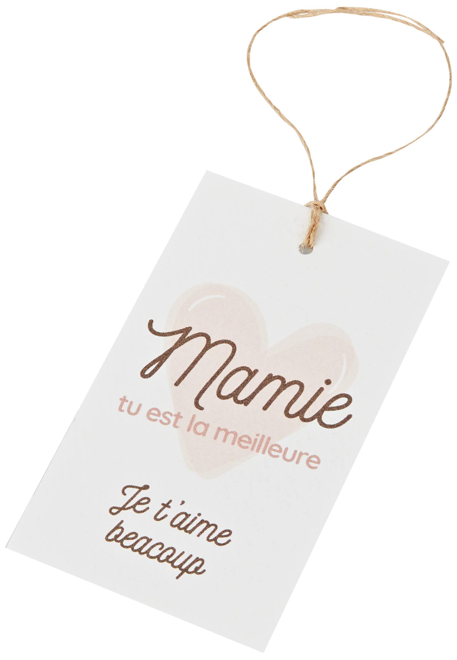 Mopec Mamie tu est la meilleure Tarjeton + Cord 6x10cm, Pack of 25, White, One Size
