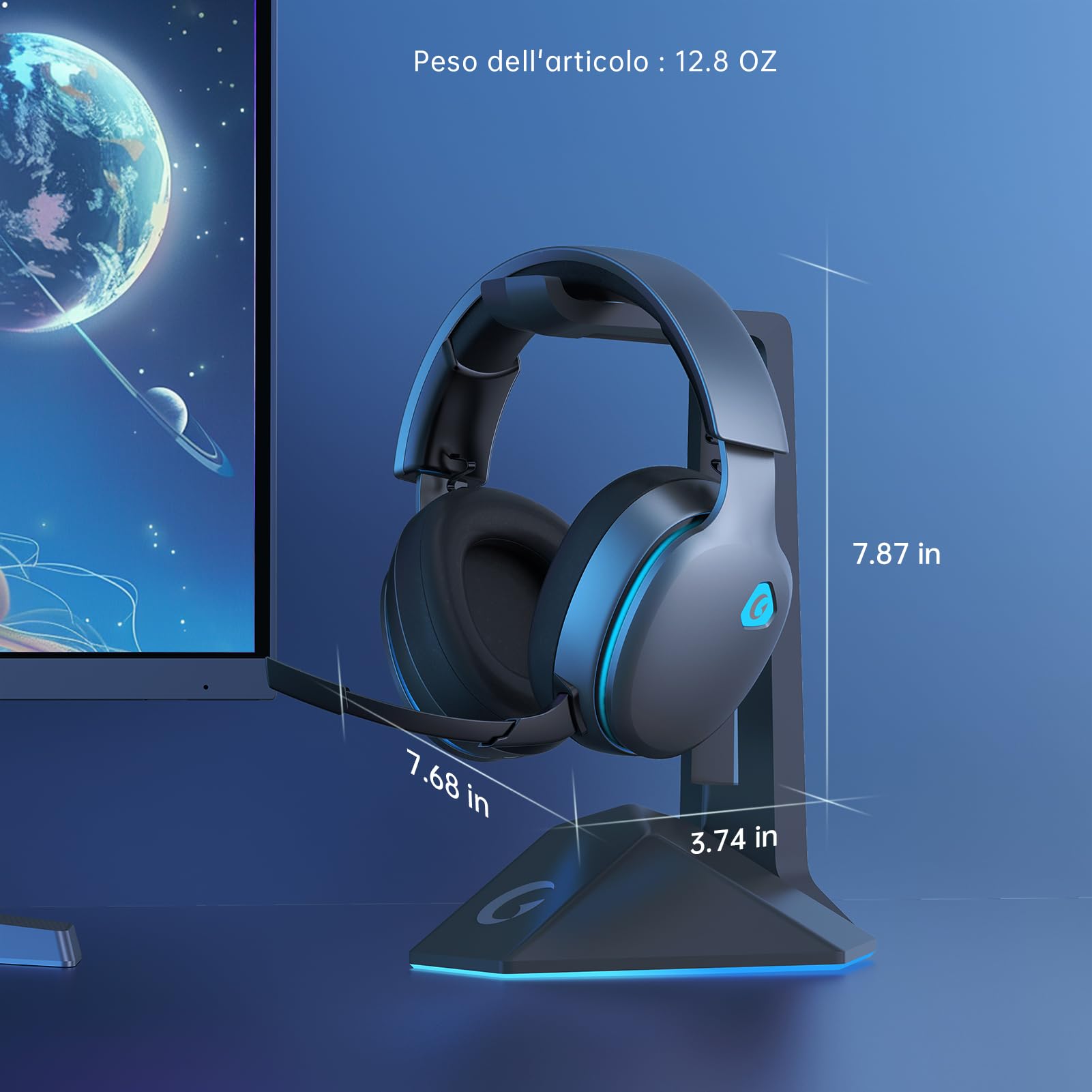 Gvyugke Cuffie da gioco wireless da 2,4 GHz per PC, PS5, Mac, Switch, audio surround 7.1, Bluetooth 5.3, cuffie da gioco senza fili, con microfono, 3,5 mm, per serie Xbox