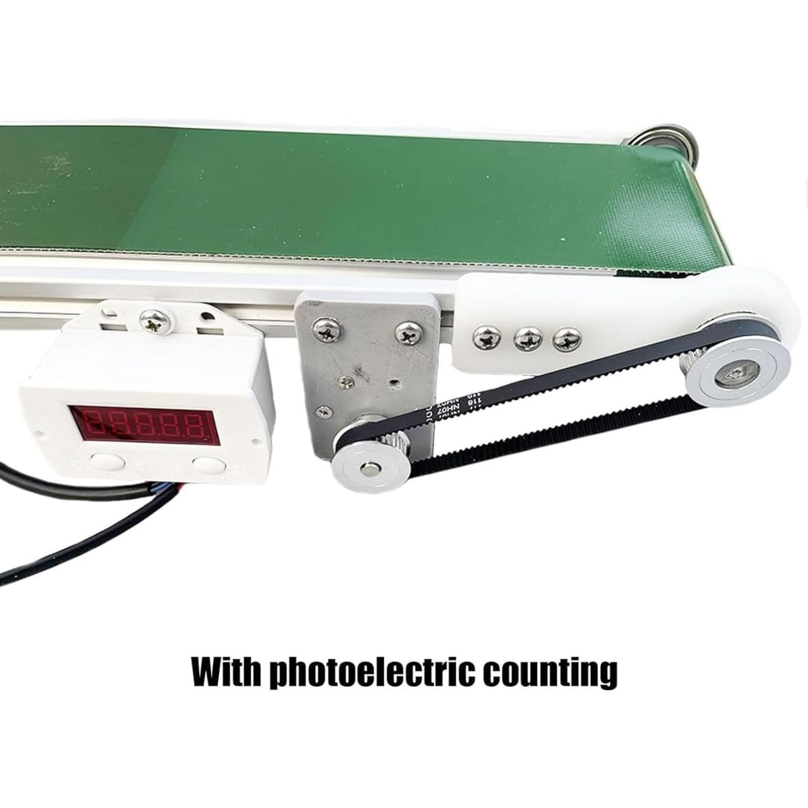 Elektryczny przenośnik stołowy, mały pas obciążenia z licznikiem fotoelektrycznym, regulowana prędkość 1,8 do 7,6 cm/s, urządzenie do eksperymentowania tarcia 10 x 50 cm