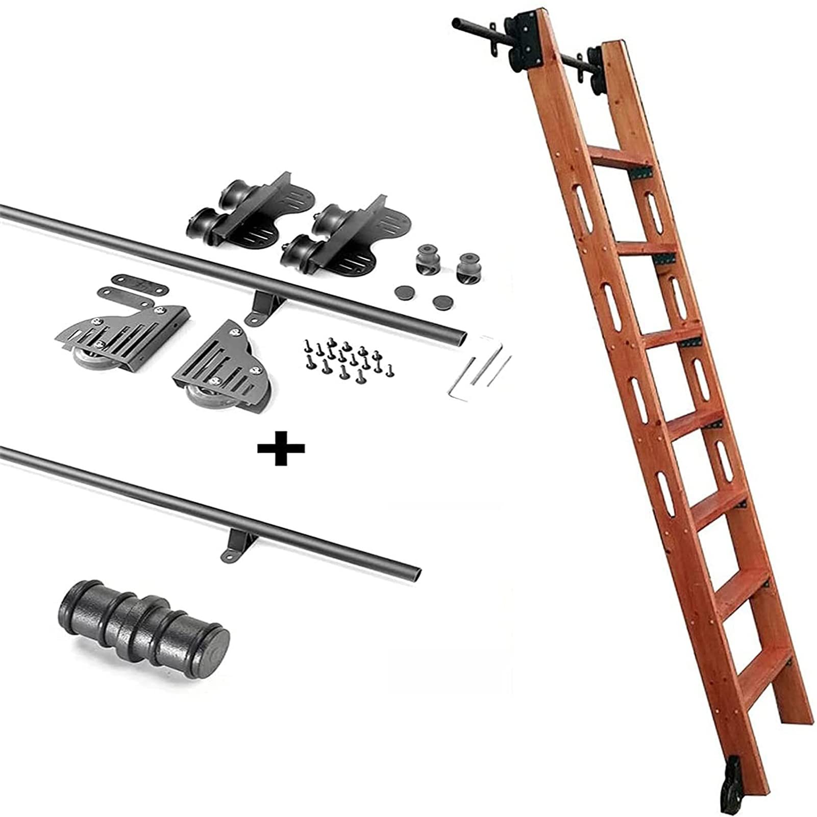 Rails d'échelle mobiles à tube rond et kit de quincaillerie avec roulettes de sol pour maison
