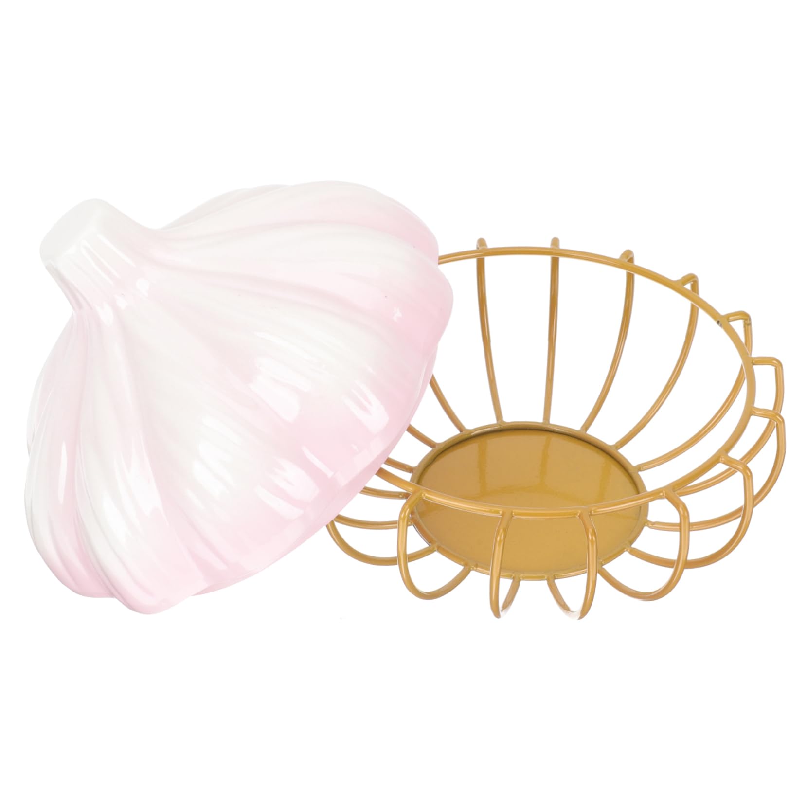 Recipiente de cocina de cerámica PRETYZOOM con cesta de hierro para almacenamiento de frutas