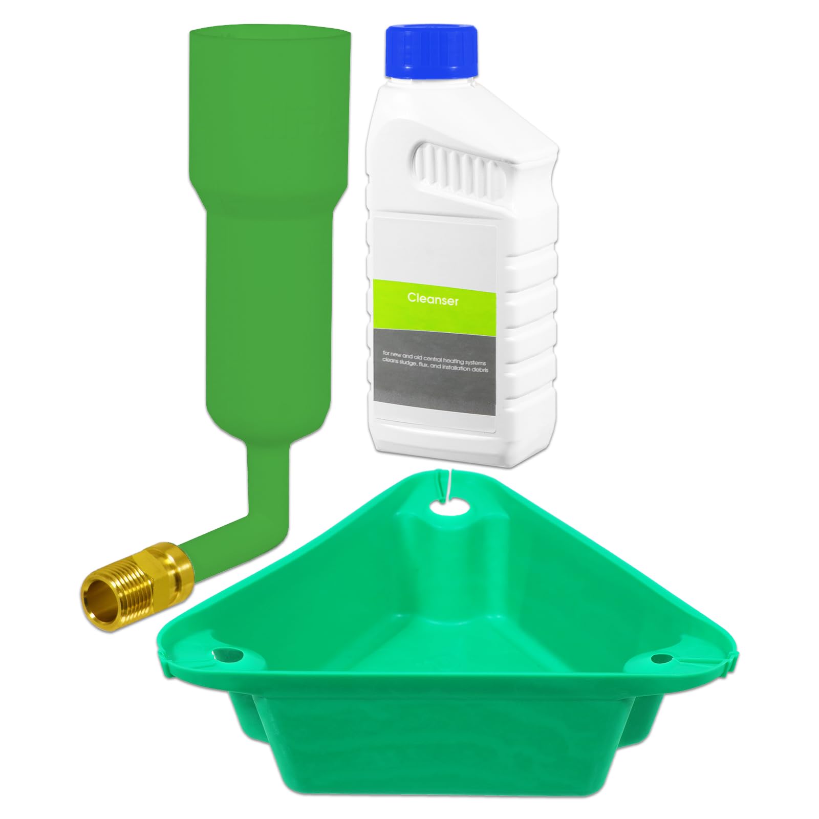 Spares2go Men's White Central Heating Cleanser Concentrate Liquid (500Ml Bottle) + Radiator Dosing Funnel Tool + Draining Tub