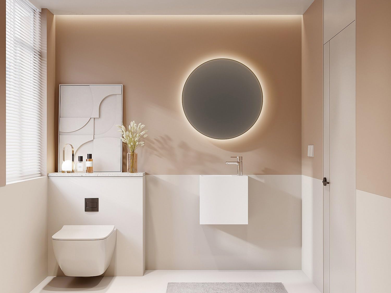 Vente-unique - Lavabo con encimera integrada Pumori - L 40cm x A 20cm x H 40cm - superficie sólida - blanco