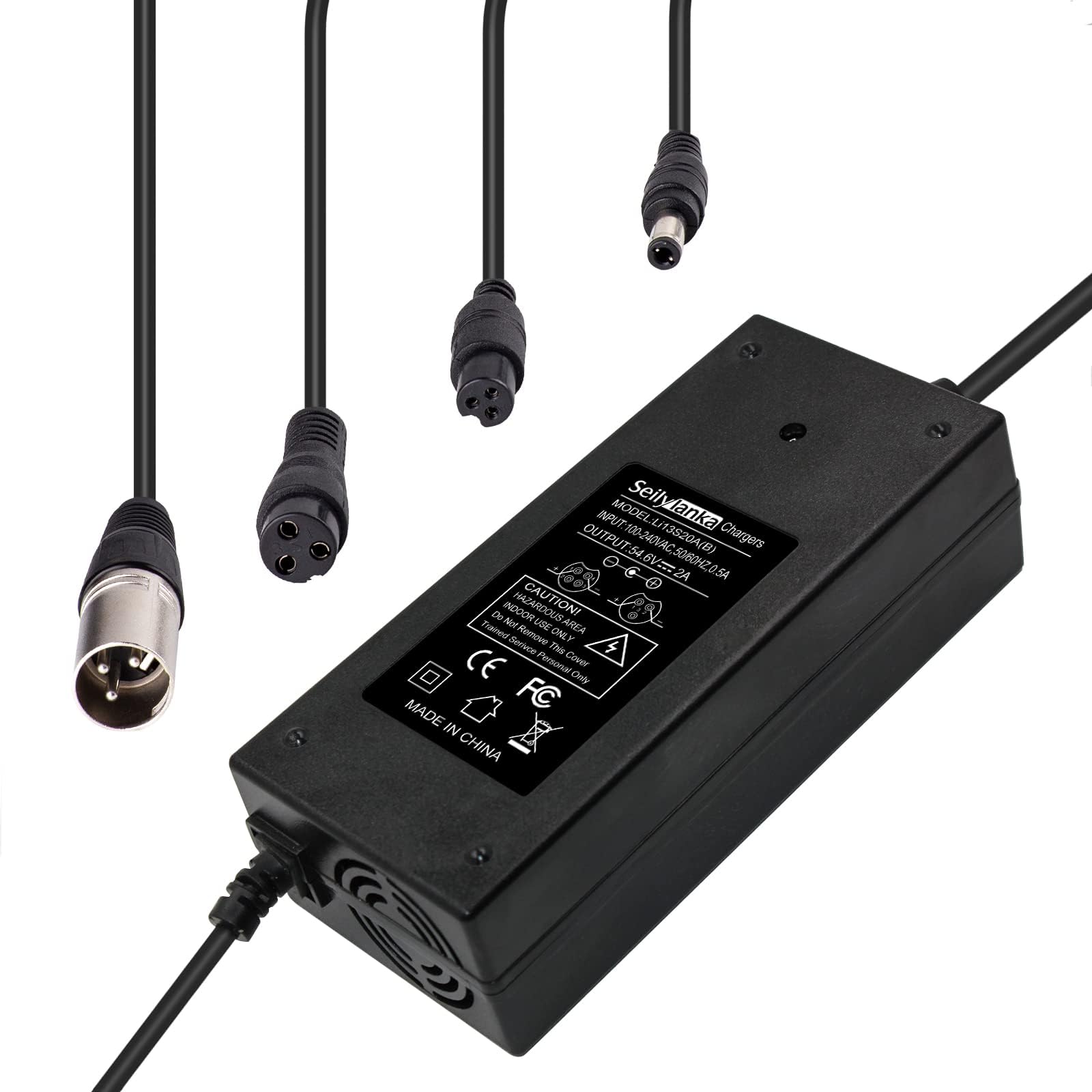 54.6V 2A Caricabatterie per bici elettrica e scooter. Compatibile con batterie al litio 48V 13S da 54.6V. (Compatibile solo se tensione e connettore corrispondono)