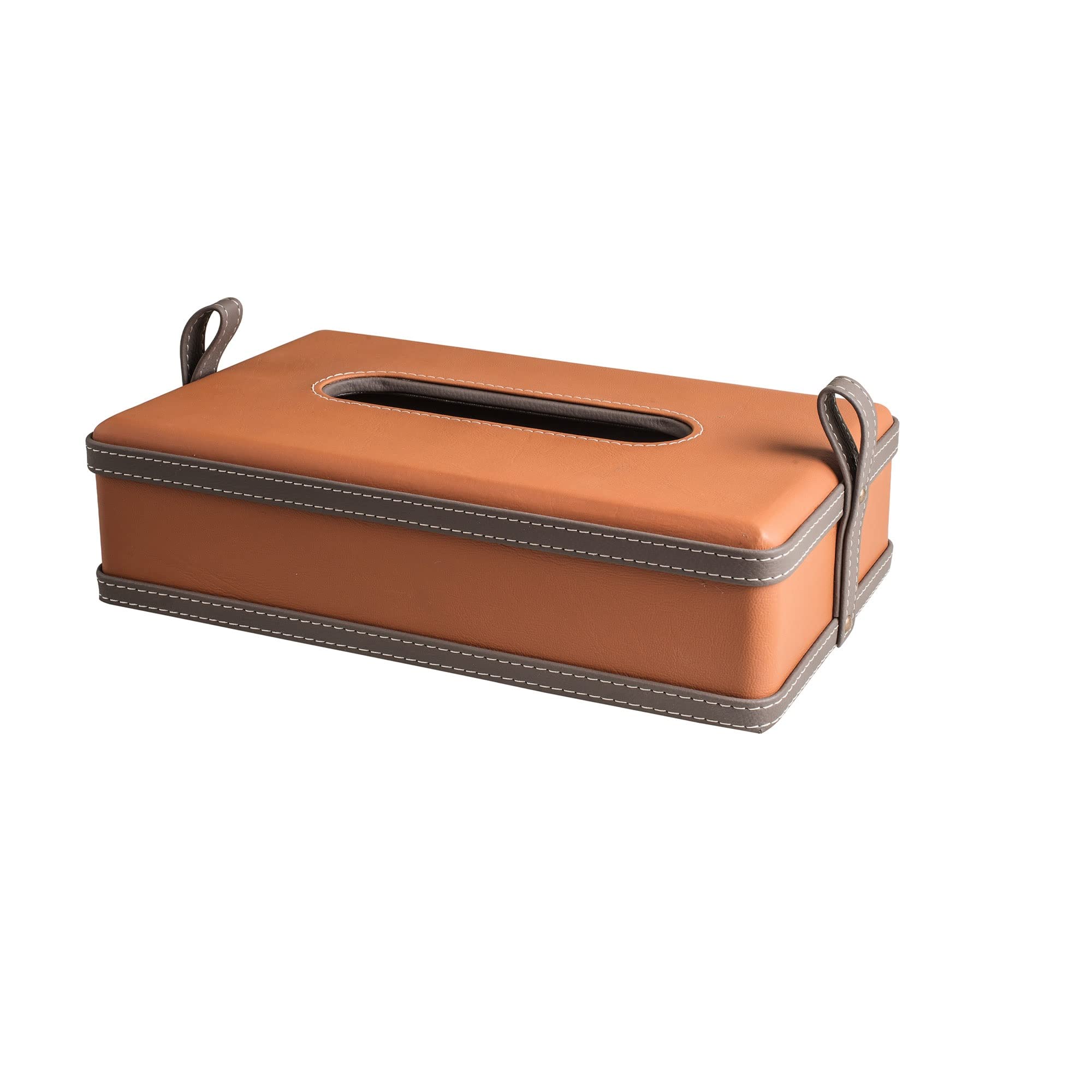 Spread Spain Leatherite Handcrafted Tissue Paper Holder for Dining table, Home, Bathroom, Car or Office, Tissue Holder Box (Orange)
