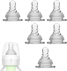 BOXOB 6 Peças Bico de Silicone para Mamadeiras Dr. Brown, 3,8 cm Fluxo Lento Bico Estreito de Transição Acessórios Reposição para Canudo Compatível com Mamadeiras Dr. Brown