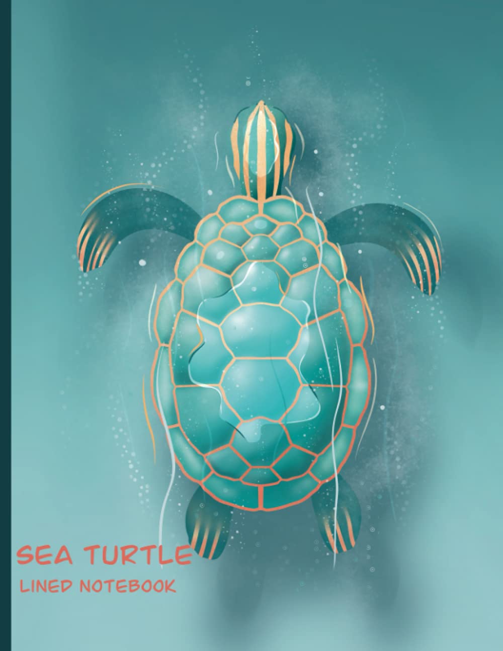 Sea Turtle Lined Notebook: Awesome A4 coloured lined blue journal