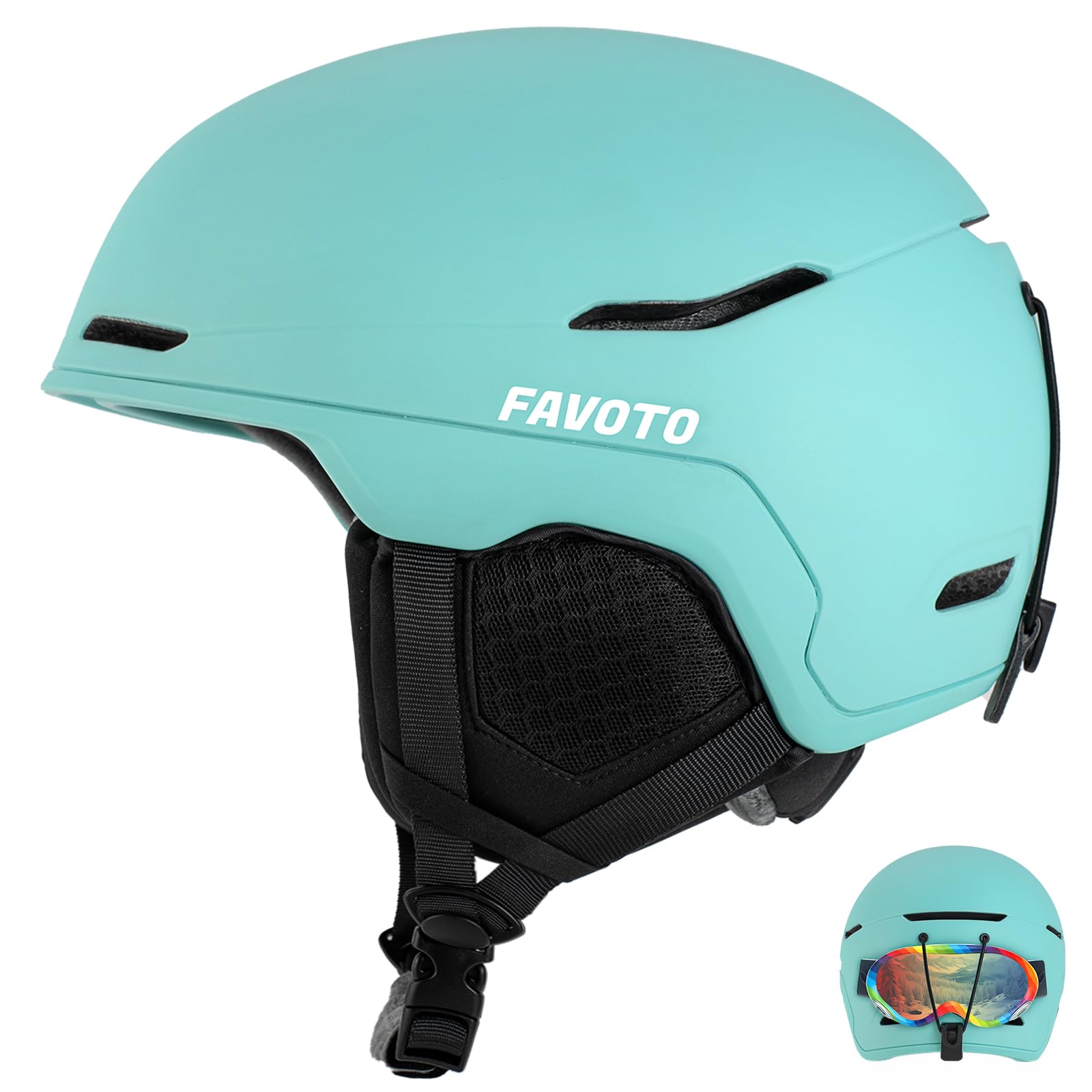 Favoto Ski Helmet Black - Snowboard Helmet for Adult