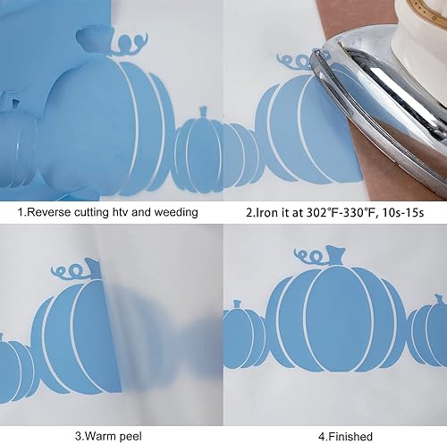 Vista 26 de FUNKAKA Rollos de vinilo de transferencia de calor HTV azul lago, 12 pulgadas x 9 pies, vinilo azul lago brillante para planchar para camisetas