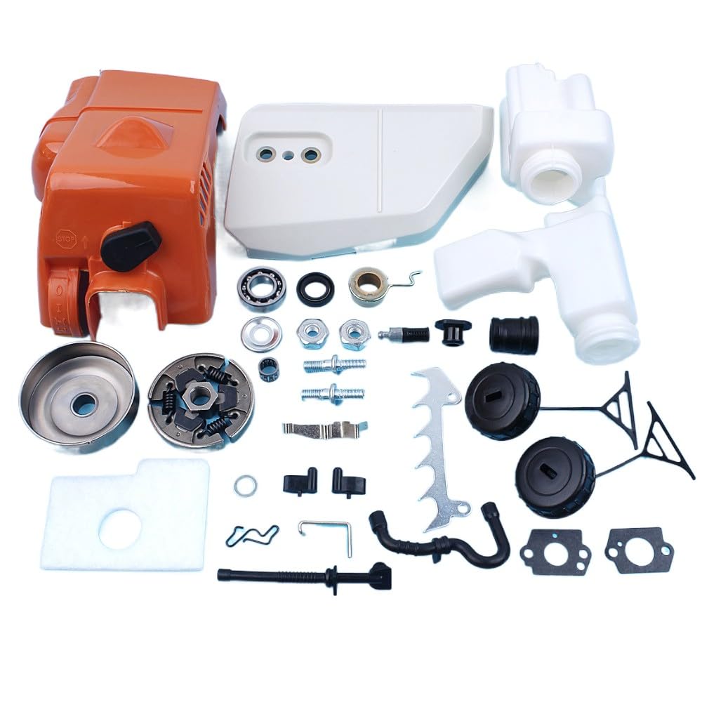 Kit de Tapa de Filtro de Aceite de Tambor de Embrague, Cubierta de piñón de Embrague for Motosierra 017 018 MS170 MS180 con Engranaje de Perno de línea