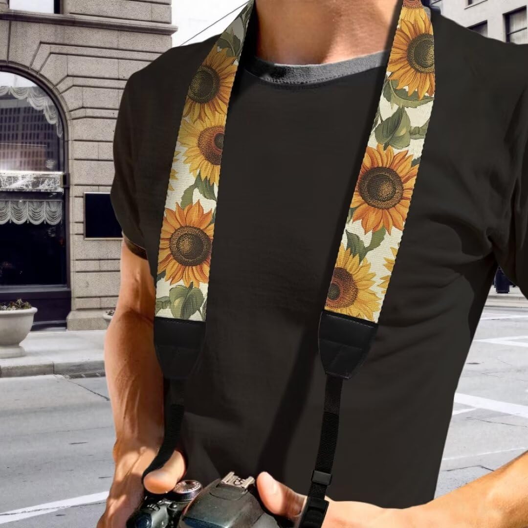 Coldinair Retro Sunflower Camera Neck Strap for Photographers,Soft 2