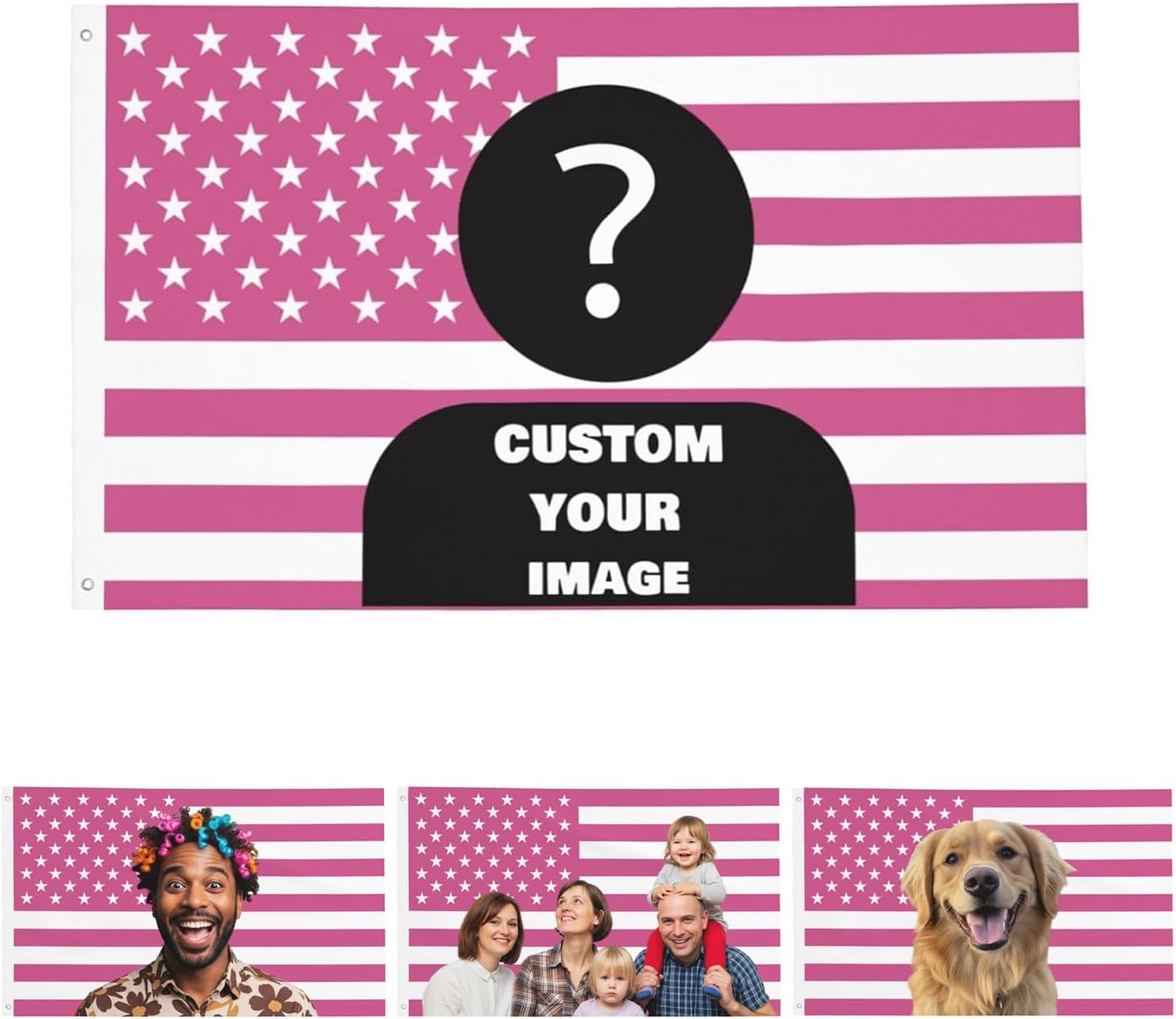 Nxwdwqa Custom Pink America Flag 3X5 Ft Personalized Flags Design Your Image Funny Tapestry Poster For Decorate Clubs Concerts Bars University Dormitories Living Rooms Bedrooms
