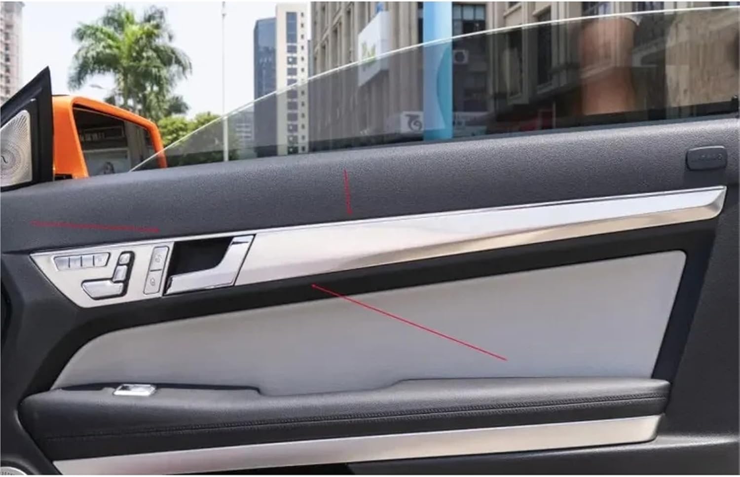 Carbon Fiber Car Interior Door Handle Panel Strips Cover Trim Compatible with Mercedes Benz E Class Coupe W207 C207 E200 e260 E350 Accessory
