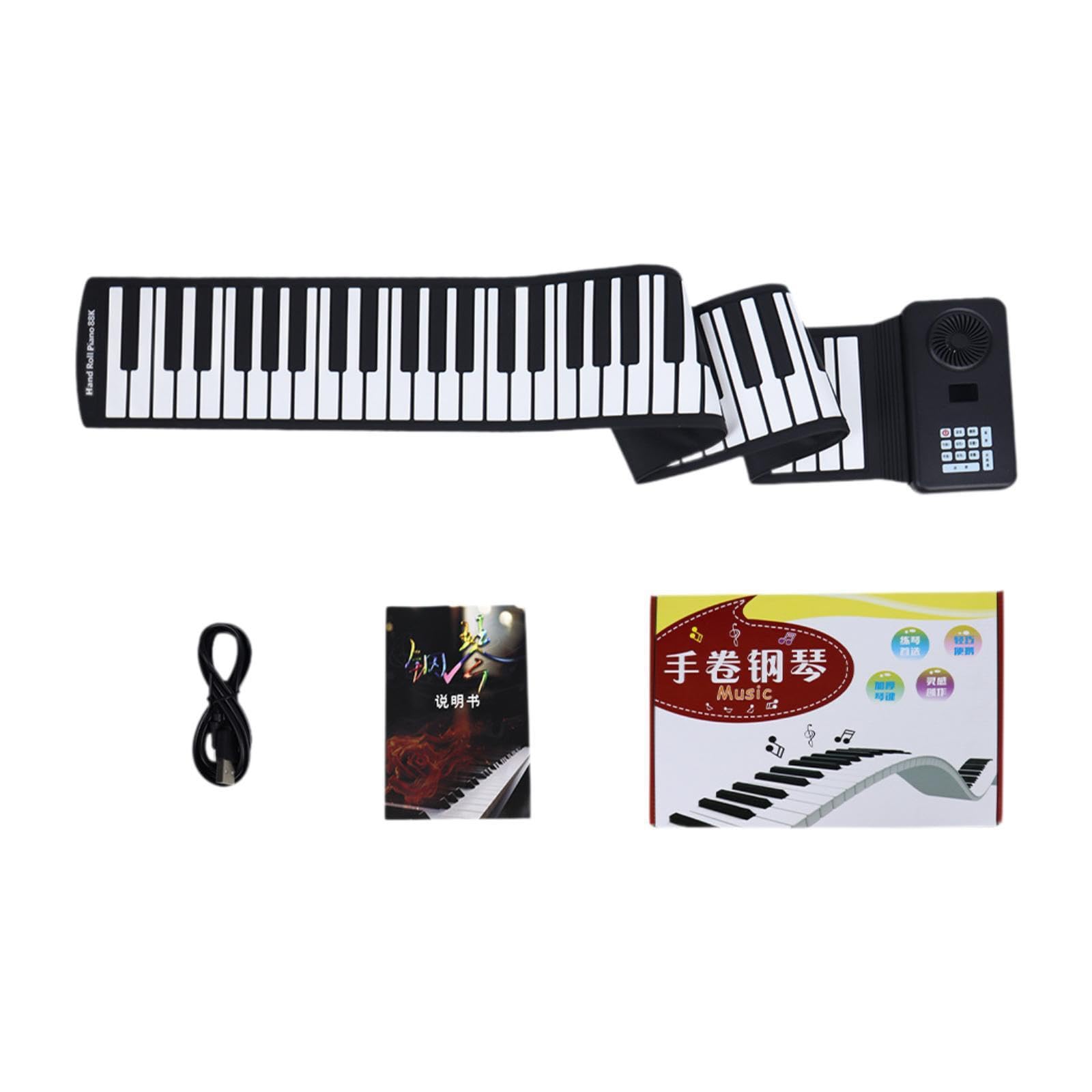 Tastiera per pianoforte a 88 tasti, arrotolabile, facile da trasportare, strumento elettrico digitale, mini tastiera per principianti, lezioni di musica, per pianoforte a mano, arrotolabile,
