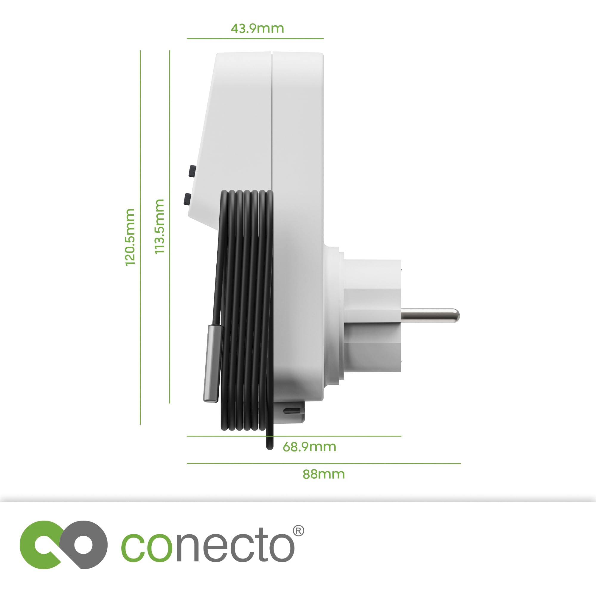 conecto Prise de Thermostat numérique avec capteur Externe et minuteur pour Terrarium, Serre, fumoir, Chauffage, régulateur de température, de Gel, 3600 W, Blanc