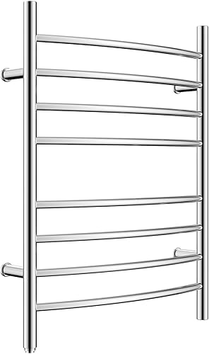 Miniatura 7 de HEATGENE Calentador de toallas de 8 bares, calentador de toallas de baño curvo, calentador de toallas para baño, estante de secado enchufable,