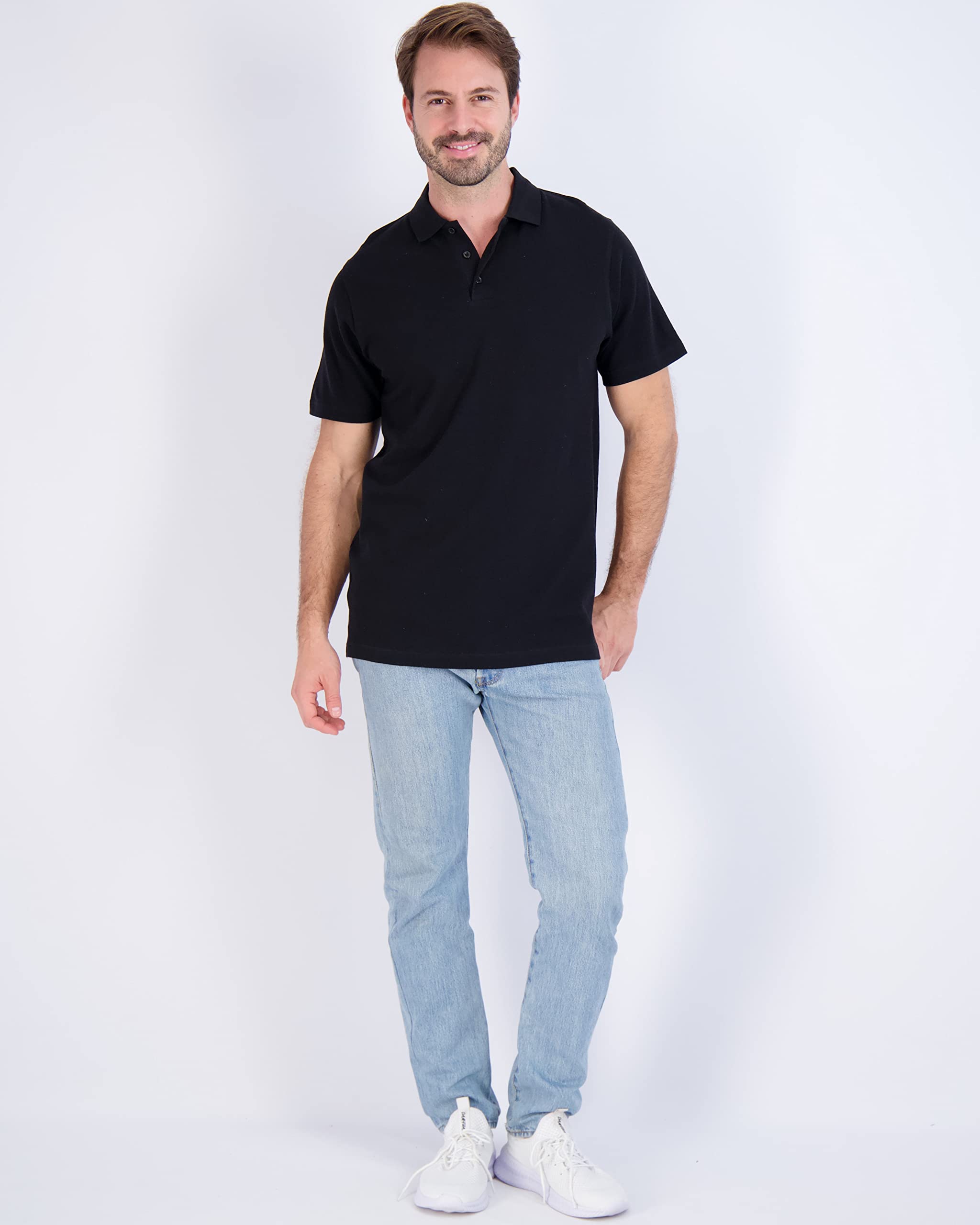 3er-Pack: Herren-Poloshirt aus Baumwoll-Piqué, kurzärmelig, atmungsaktiv, regulär und groß (S-5X)