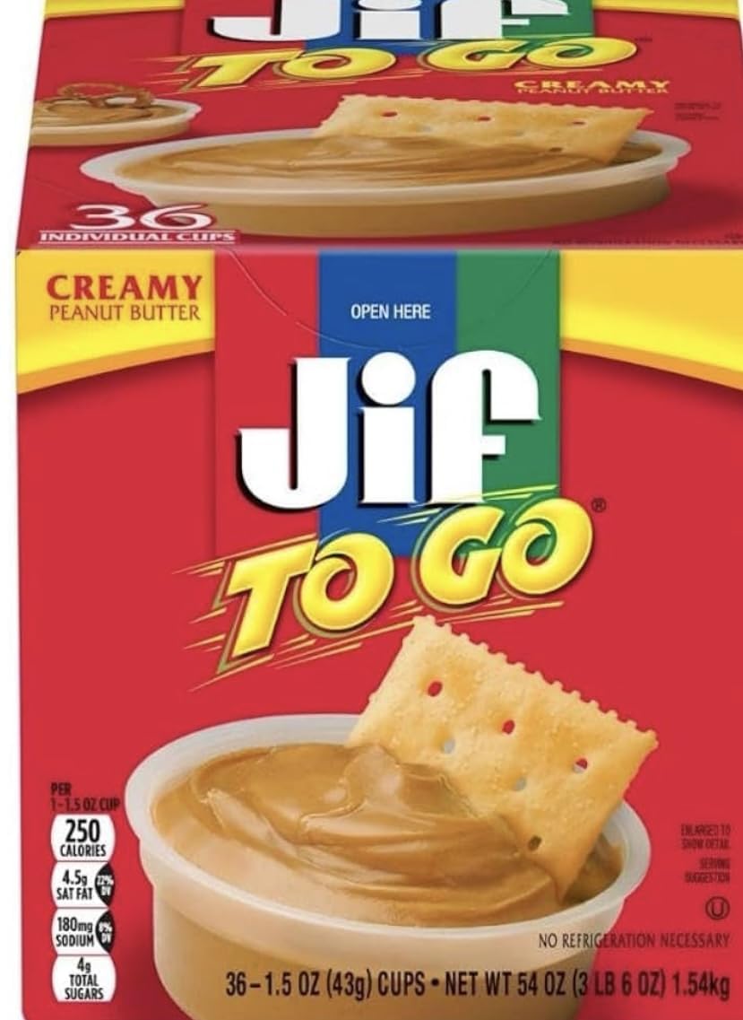 Jiff To Go Peanut Butter Cups — Creamy Peanut Butter, 1.5 oz Singles (36-Count)