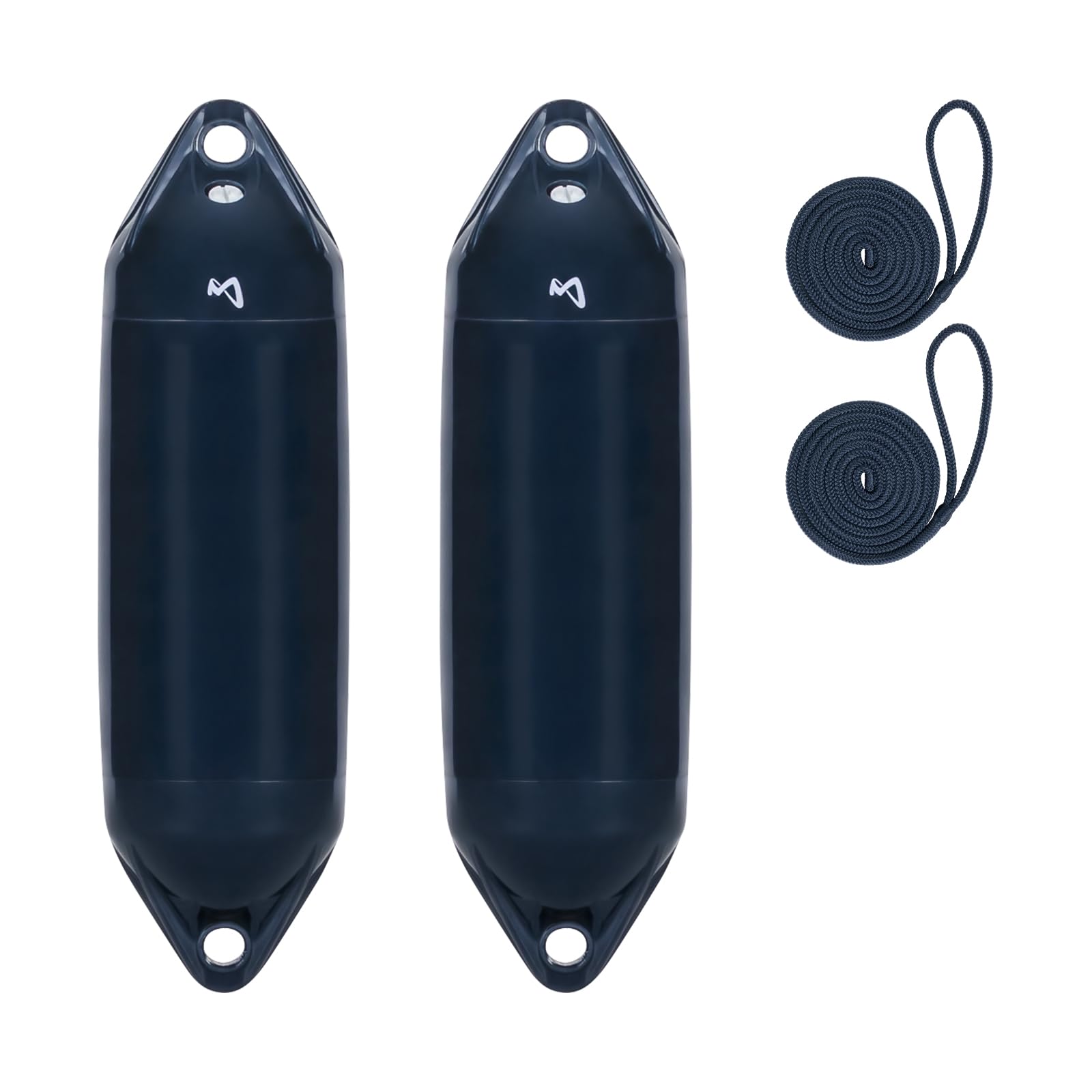 Mesle Bootsfender Ultra 2er Set mit Leine, ø 11.5 cm | 40.5 cm lang, Langfender aufblasbar, Bootsfender, Fender Schiff Yacht Schlauchboot