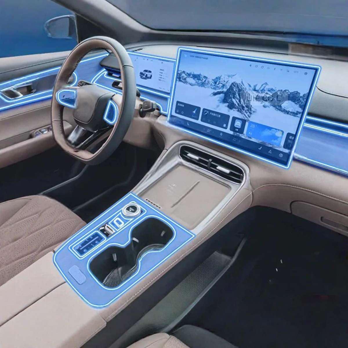 Car Interior Center Console Media Dashboard Navigation TPU Protector Film Anti-Scratch, for Tenet T8 2025